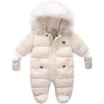 Combinaison de neige pour bb - bestekhk - barboteuse en polaire dhiver - beige - taille 90 cm