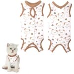 Combinaison de récupération pour chat anti léchage cat recovery - bear et avocado - blanc - chat Combinaison de récupération pour chat anti léchage cat recovery - bear et avocado - blanc - chat