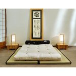 Combinaison tatamis et futon en coton - blanc - paille - 100x200 - 140x200