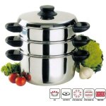 Combin� vapeur en inox 3 corps - 20 cm - 2 compartiments perfor�s