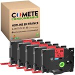 Rubans tze - 421 tz 421 tze421 pour �tiqueteuse brother p - touch - 9mm x 8m - noir sur rouge