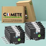 Rubans compatibles - comete consommable - tze - 231 - noir sur blanc - 12mm x 8m - pack de 10