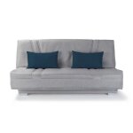 Comfort bultex banquette clic - clac - 3 places - tissu gris + coussins déco bleu - l193 x Comfort bultex banquette clic - clac - 3 places - tissu gris + coussins déco bleu - l193 x