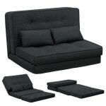 Canapé convertible 2 places chauffeuse avec coussins confortable canapé lit pliantnoir Canapé convertible 2 places chauffeuse avec coussins confortable canapé lit pliantnoir