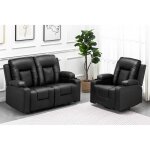 Fauteuil relaxant massant chauffant fauteuil de relaxation pivotant inclinable pour salon en cuir noir ... Fauteuil relaxant massant chauffant fauteuil de relaxation pivotant inclinable pour salon en cuir noir ...