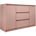 Commode 2 portes 3 tiroirs l: 120 cm h: 78 cm p: 40 cm couleur: rose armoire chambre enfant commode bebe ...