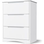 Commode � 3 tiroirs bealife - chambre - blanc - design moderne - 60 x 40 x 82