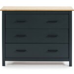Commode 3 tiroirs en bois massif bleu 100 cm - ida