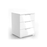 Commode avec 3 tiroirs buffet armoire de rangement panneaux mdf uv brillant moderne chambre salon bureau ...