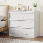 Commode � 3 tiroirs pour chambre commodes modernes larges et poign�es m�talliques commodes en bois 75 ...