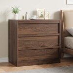 Commode � 3 tiroirs pour chambre commodes modernes larges et poign�es m�talliques commodes en bois 75 ...
