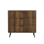 Commode 3 tiroirs - meuble de rangement en bois pour chambre ou salon style europ�en - noyer 80x39x78 ...