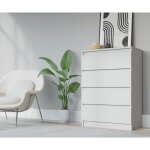 Commode 4 tiroirs 70cm couleur: blanc mat buffet salon commode chambre armoire chambre adulte l: 70 cm ...