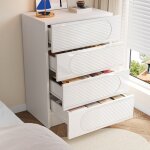 Commode 4 tiroirs pour bureau / chambre / salon mdf + panneaux de particules blanc laqu� 60x385x85 cm ...