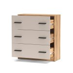 Commode � 4 tiroirs coloris beige / ch�ne mauvella - longueur 80 x hauteur 81 x profondeur 345 cm