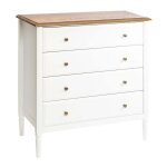 Commode � 4 tiroirs coloris blanc et bois - longueur 80 x profondeur 40 x hauteur 854 cm
