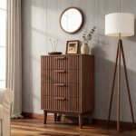 Commode avec 4 tiroirs cozy commode de chambre en bois pieds en bois 60x34x91 cm aspect bois pour chambre ...