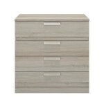 Commode 4 tiroirs - cyrus - naturel l:81 h:81 p:45 - d�cor gris