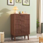 Commode 4 tiroirs meuble de rangement armoire chambre buffet salon en bois couleur noisette 91x34x60cm ...