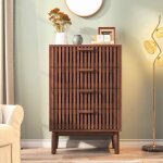 Commode 4 tiroirs - ravas - chiffonier scandinave - bois de noyer - 34x60x91 cm - design contemporain ...