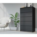 Commode 5 tiroirs 70cm couleur: noir mat buffet salon commode chambre armoire chambre adulte l: 70 cm ... Commode 5 tiroirs 70cm couleur: noir mat buffet salon commode chambre armoire chambre adulte l: 70 cm ...