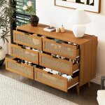 Commode - dreammespace - 6 tiroirs - noyer - 120x76. 5x40cm - poignes en mtal