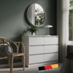 Commode 6 tiroirs - 95x35x78 cm - commode de chambre style scandinave - meuble de rangement - blanc