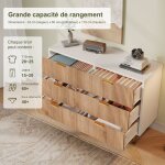 Commode avec 6 tiroirs - andeonline - bois massif - 100 x 34 x 73 cm - caisson de bureau - blanc et bois ...
