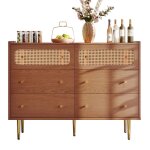 Commode � 6 tiroirs - design moderne - bois massif et m�tal - meuble de rangement pour salon et chambre ...