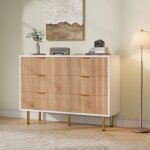 Commode 6 tiroirs - luminarix - design scandinave - bois naturel et blanc - montage facile