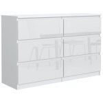 Commode 6 tiroirs - meblocker - brillance blanche 120 cm - meuble de rangement spacieux - salon bureau ...