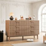 Commode 6 tiroirs - meuble de rangement en bois spacieux - buffet - 100 x 34 x 73 cm - armoire de chambre ...