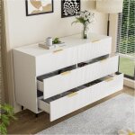 Commode avec 6 tiroirs - avec poign�es et pieds dor�s - pour salon salle � manger ou chambre - design ...