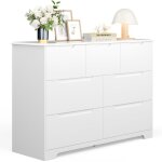 Commode 7 tiroirs - bealife - commode de chambre - bois - anti - basculement - scandinave moderne - blanc ...