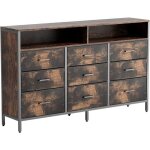 Commode 9 tiroirs en tissu avec compartiment ouvert meuble de rangement cadre m�tallique 140 x 30 x 87 ...
