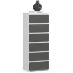 Commode akord cl6 blanche 40 cm 6 tiroirs fa�ade gris graphite 40x35x109 cm