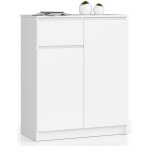 Commode akord k80 blanche 80 cm 2 portes 1 tiroir fa�ade blanche 4 �tag�res 80x40x99 cm