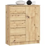 Commode akord k80 ch�ne artisan 80 cm 1 porte 5 tiroirs 3 �tag�res 80x35x97 cm
