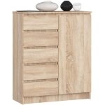 Commode akord k80 ch�ne sonoma 80 cm 1 porte 5 tiroirs 3 �tag�res 80x35x97 cm