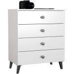 Commode akord mobi blanc 60 cm 4 tiroirs fa�ade blanche 60x37x73 cm