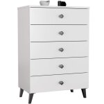 Commode akord mobi blanc 60 cm 5 tiroirs fa�ade blanche 60x37x89 cm