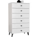 Commode akord mobi blanc 60 cm 6 tiroirs fa�ade blanche 60x37x104 cm