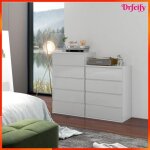 Commode - akozon - commode 4 tiroirs - blanc - 60 x 40 x 80 cm - sangles anti - basculement