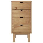 Commode - akozon - otta - bois de pin massif - 4 tiroirs - style scandinave moderne