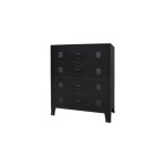 Commode - alsa - m�tal - style industriel - 4 tiroirs - 78x40x93 cm - noir