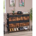 Commode armoire 5 tiroirs de grande capacit meuble de rangement avec porte - chaussures pour le salonmarron ...
