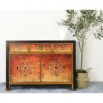 Commode armoire de chambre chinoise buffet vintage oriental asiatique shabby - chic