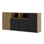 Commode auris 4d buffet 180 cm chêne artisan / noir mat Commode auris 4d buffet 180 cm chêne artisan / noir mat