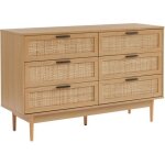 Commode amana effet chêne et cannage rotin 6 tiroirs - bois Commode amana effet chêne et cannage rotin 6 tiroirs - bois