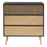 Commode capucine noir et effet ch�ne 3 tiroirs 78cm